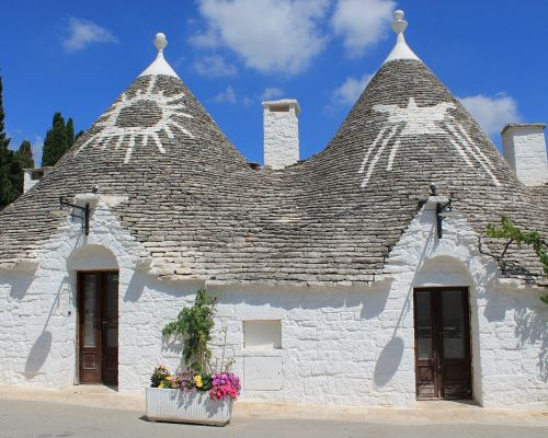 Witgekalke Trulli-huisjes in Alberobello
